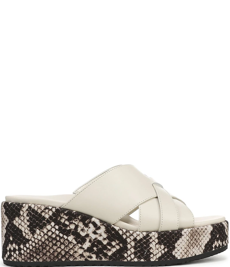 Vionic Dawn Leather Snake Print Wedge Sandals