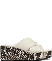 Vionic Dawn Leather Snake Print Wedge Sandals