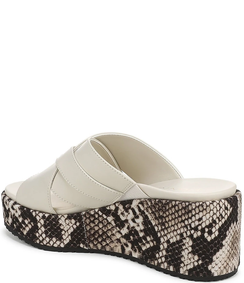 Vionic Dawn Leather Snake Print Wedge Sandals