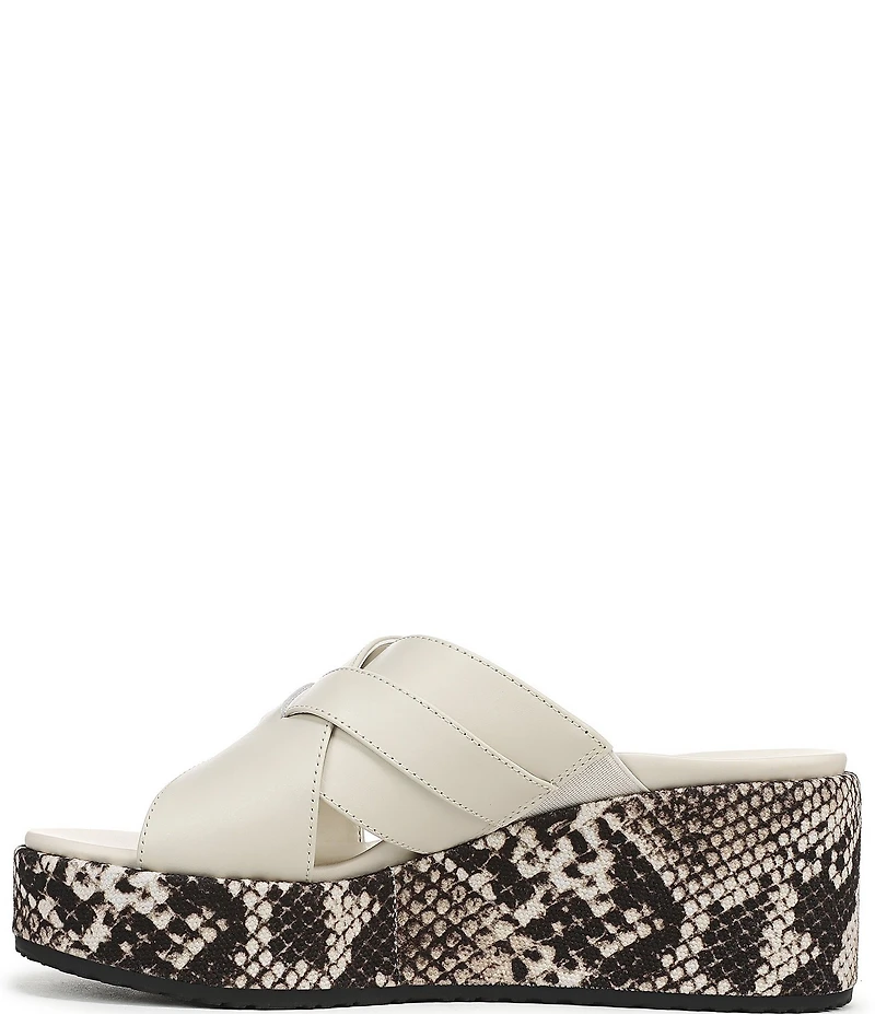 Vionic Dawn Leather Snake Print Wedge Sandals