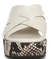 Vionic Dawn Leather Snake Print Wedge Sandals