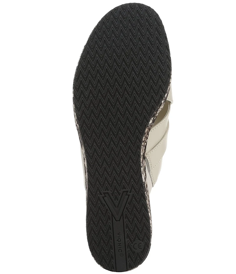 Vionic Dawn Leather Snake Print Wedge Sandals