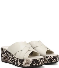 Vionic Dawn Leather Snake Print Wedge Sandals
