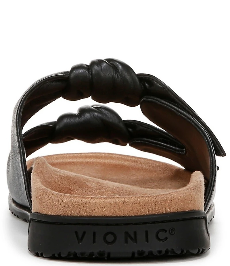 Vionic Elara Leather Knotted Detail Slide Sandals