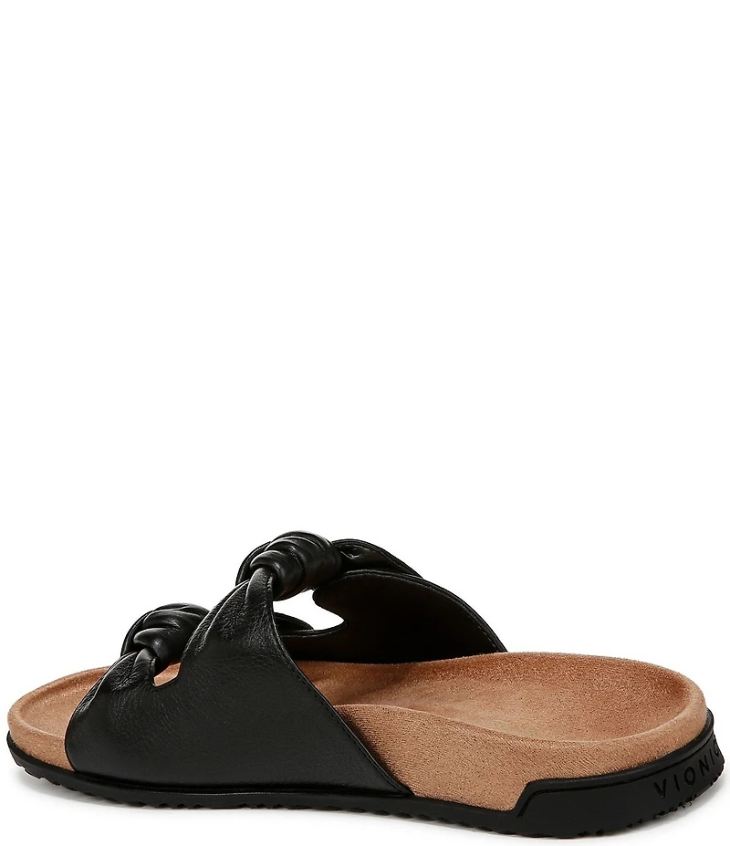 Vionic Elara Leather Knotted Detail Slide Sandals
