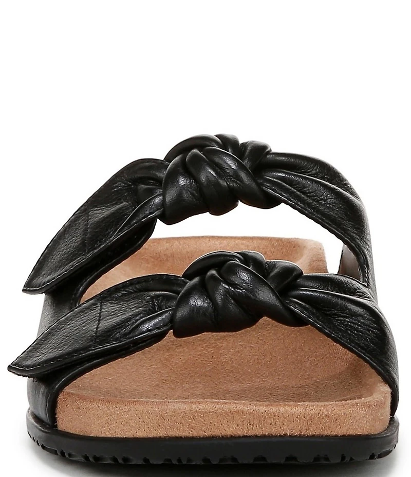 Vionic Elara Leather Knotted Detail Slide Sandals