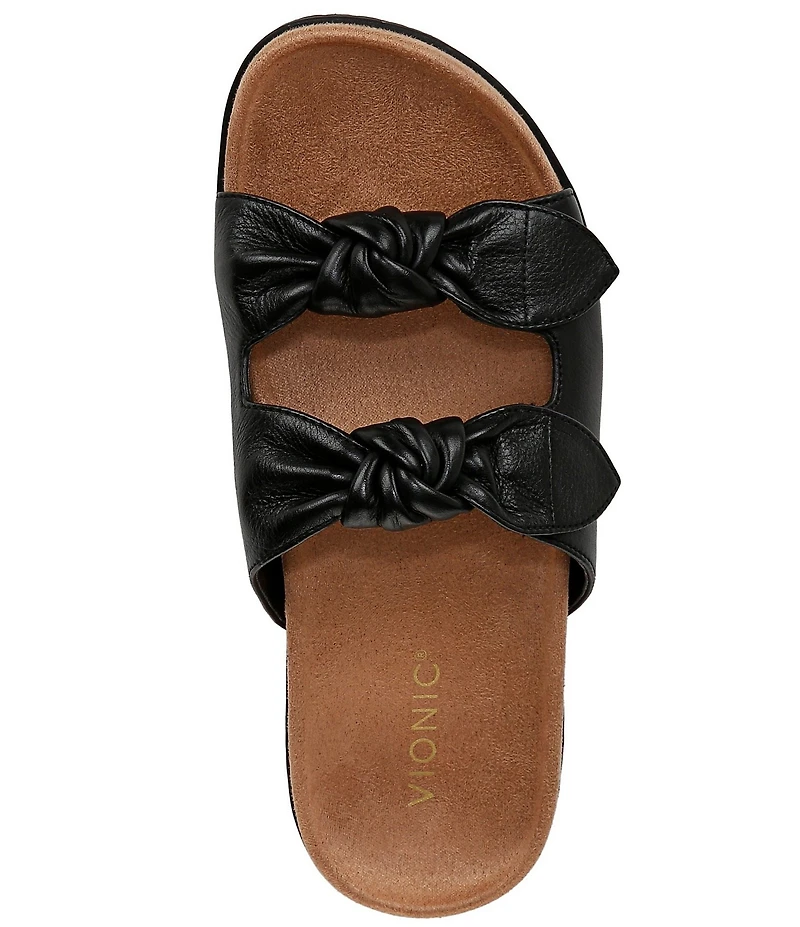 Vionic Elara Leather Knotted Detail Slide Sandals