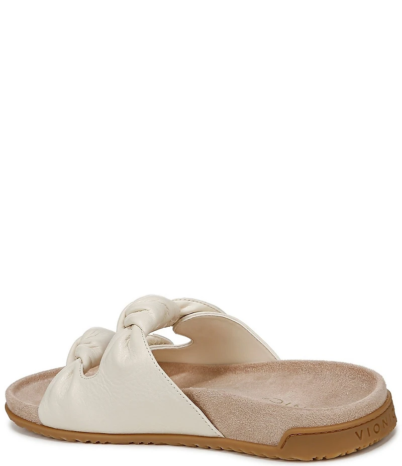 Vionic Elara Leather Knotted Detail Slide Sandals