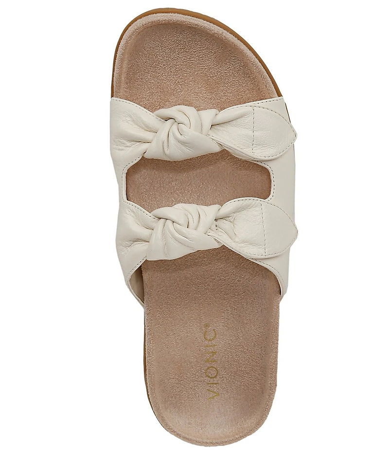Vionic Elara Leather Knotted Detail Slide Sandals