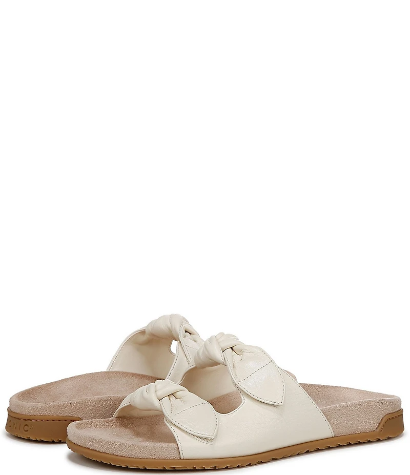 Vionic Elara Leather Knotted Detail Slide Sandals