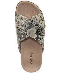 Vionic Etna Snake Leather Slide Sandals