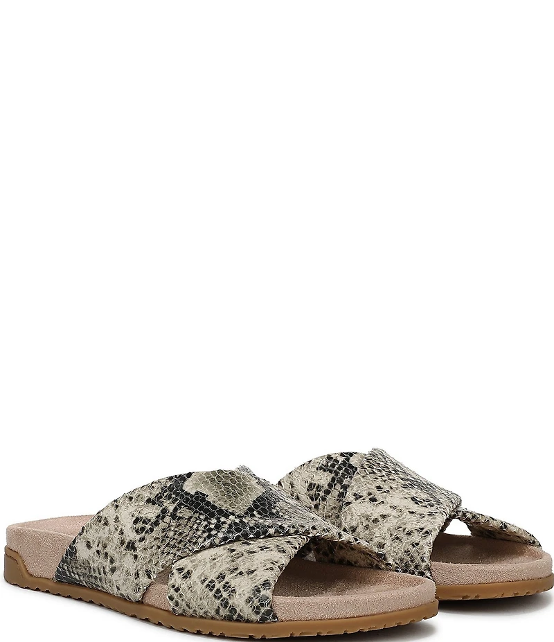 Vionic Etna Snake Leather Slide Sandals