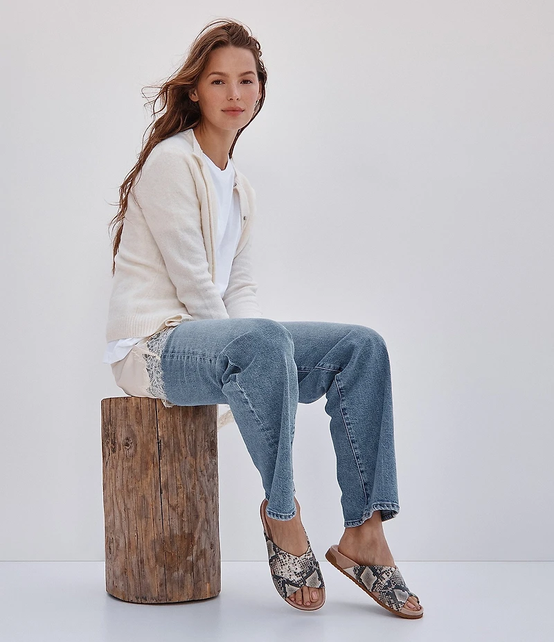 Vionic Etna Snake Leather Slide Sandals