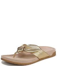 Vionic Eva Leather Bow Detail Thong Sandals