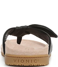 Vionic Eva Leather Bow Detail Thong Sandals
