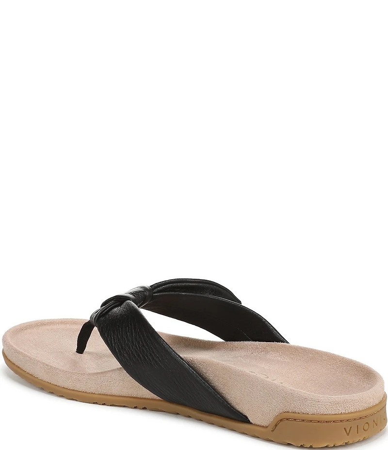 Vionic Eva Leather Bow Detail Thong Sandals