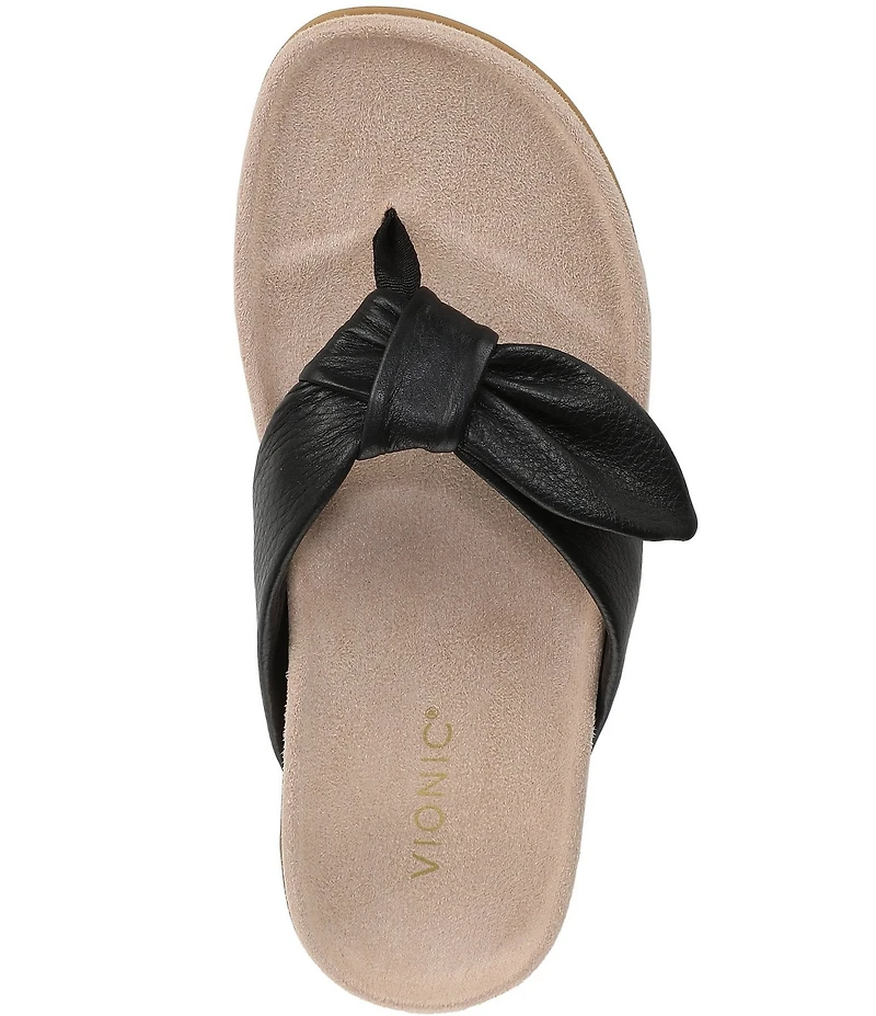 Vionic Eva Leather Bow Detail Thong Sandals