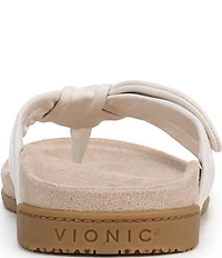 Vionic Eva Leather Bow Detail Thong Sandals