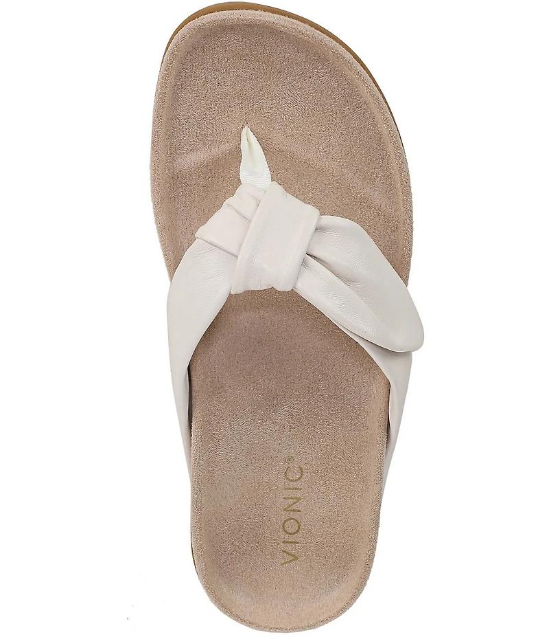 Vionic Eva Leather Bow Detail Thong Sandals
