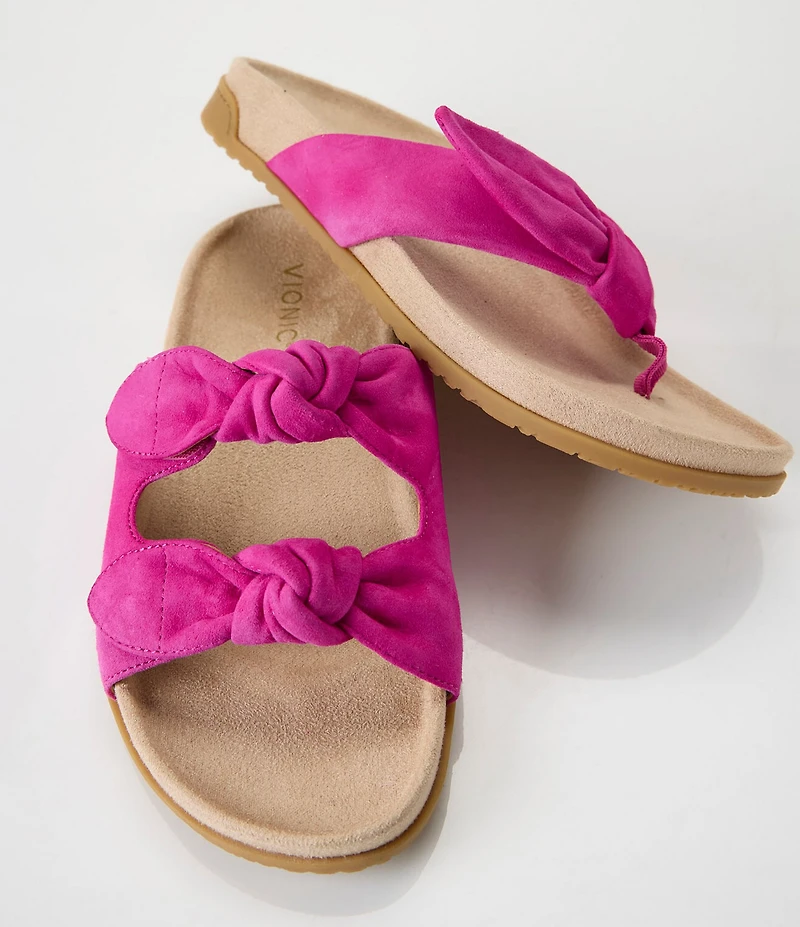 Vionic Eva Suede Bow Detail Thong Sandals