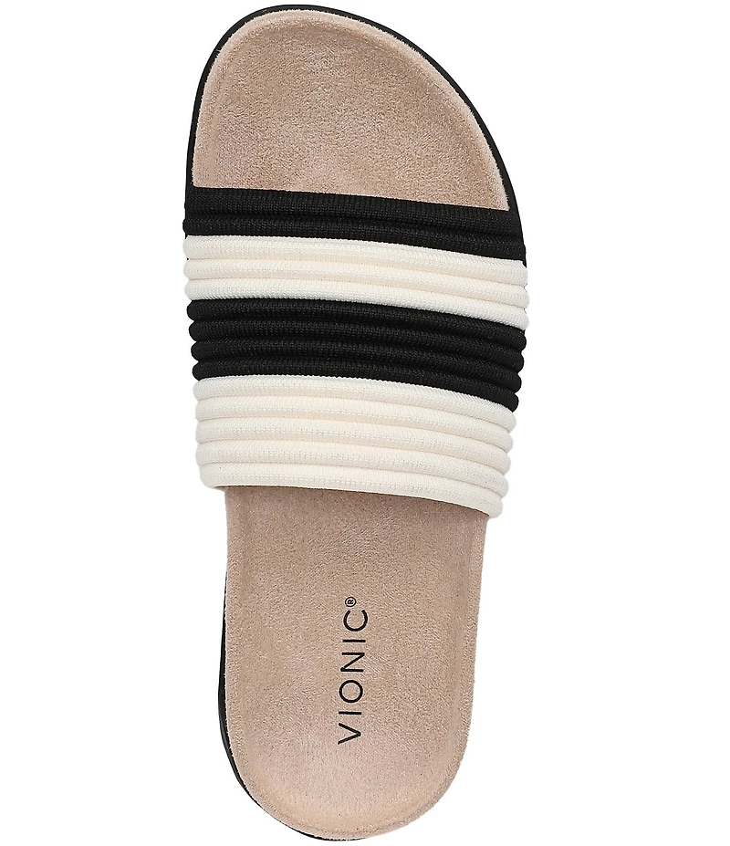 Vionic Evie Compression Stripe Knit Slide Sandals