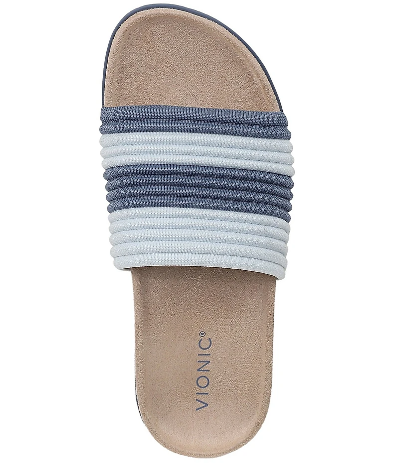 Vionic Evie Compression Stripe Knit Slide Sandals