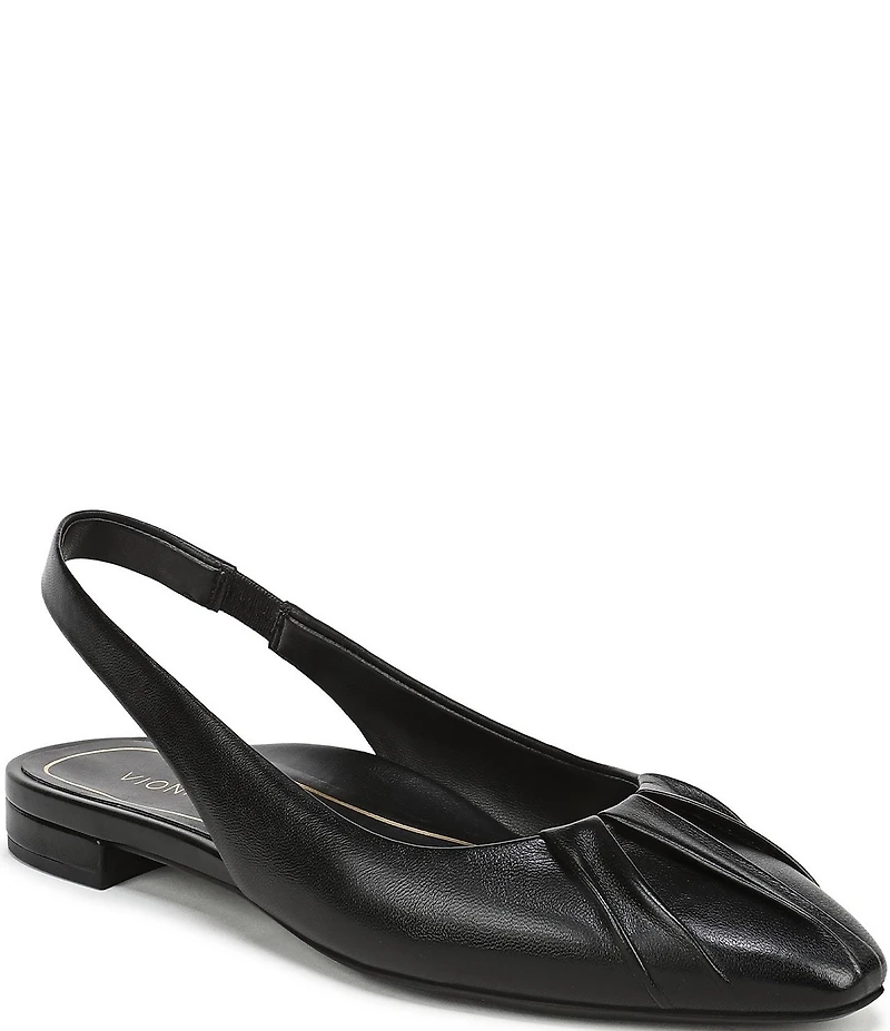 Vionic Gabriela Leather Ruched Slingback Dress Flats