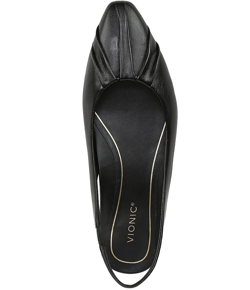 Vionic Gabriela Leather Ruched Slingback Dress Flats