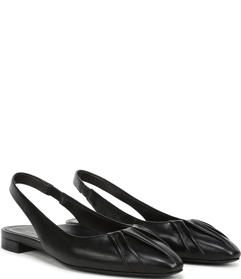 Vionic Gabriela Leather Ruched Slingback Dress Flats
