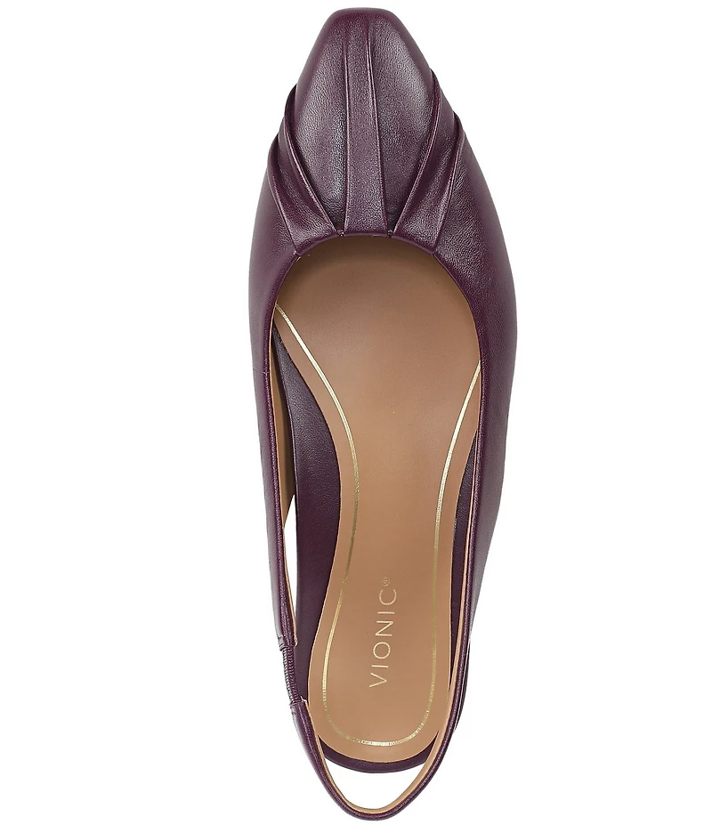 Vionic Gabriela Leather Ruched Slingback Dress Flats