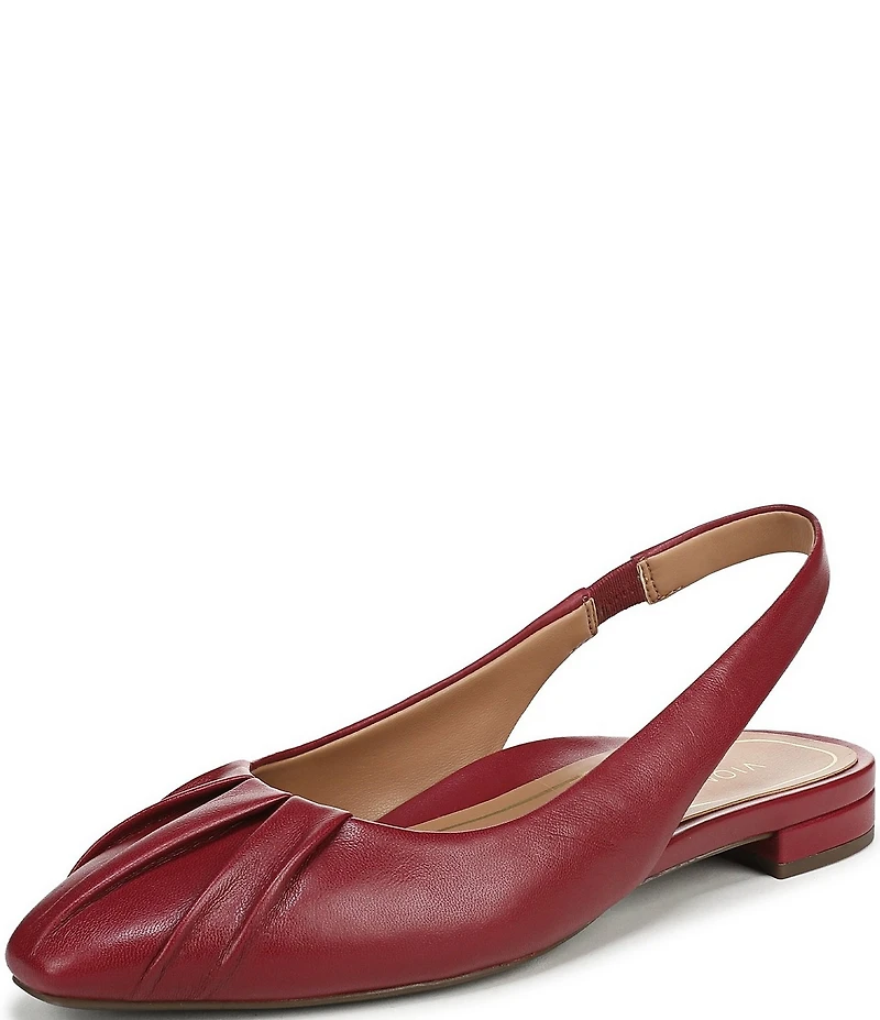 Vionic Gabriela Leather Ruched Slingback Dress Flats