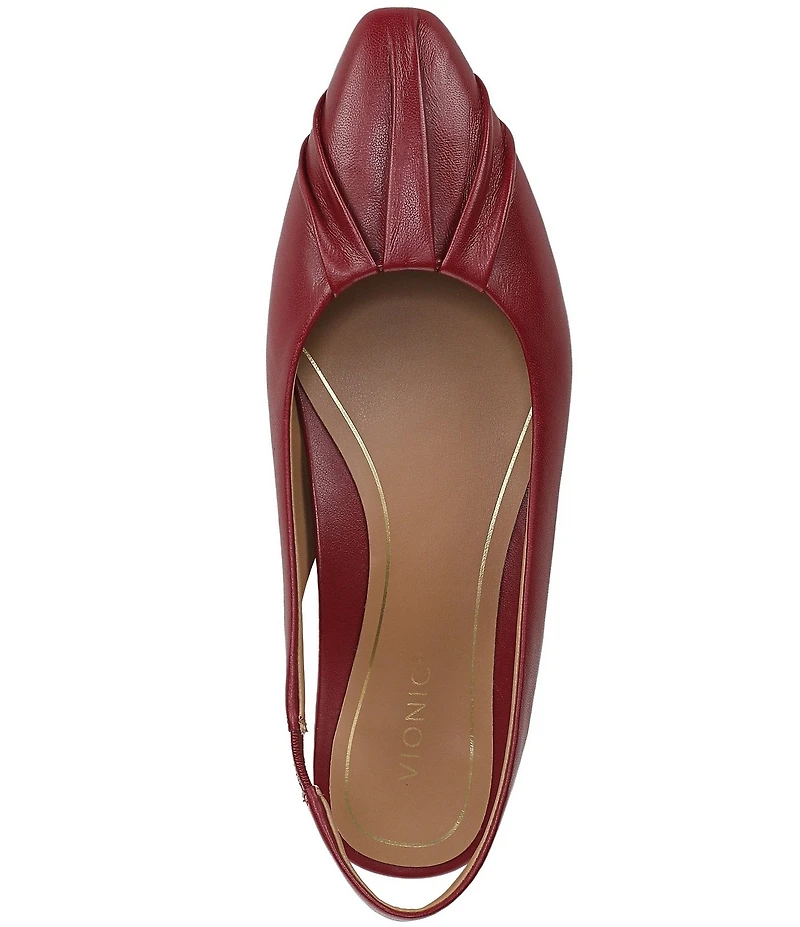 Vionic Gabriela Leather Ruched Slingback Dress Flats