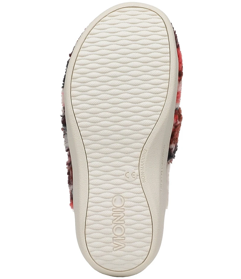 Vionic Gemma Floral Faux Fur Slippers