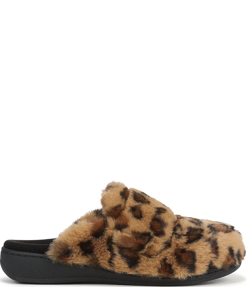 Vionic Gemma Faux Fur Leopard Print Slippers