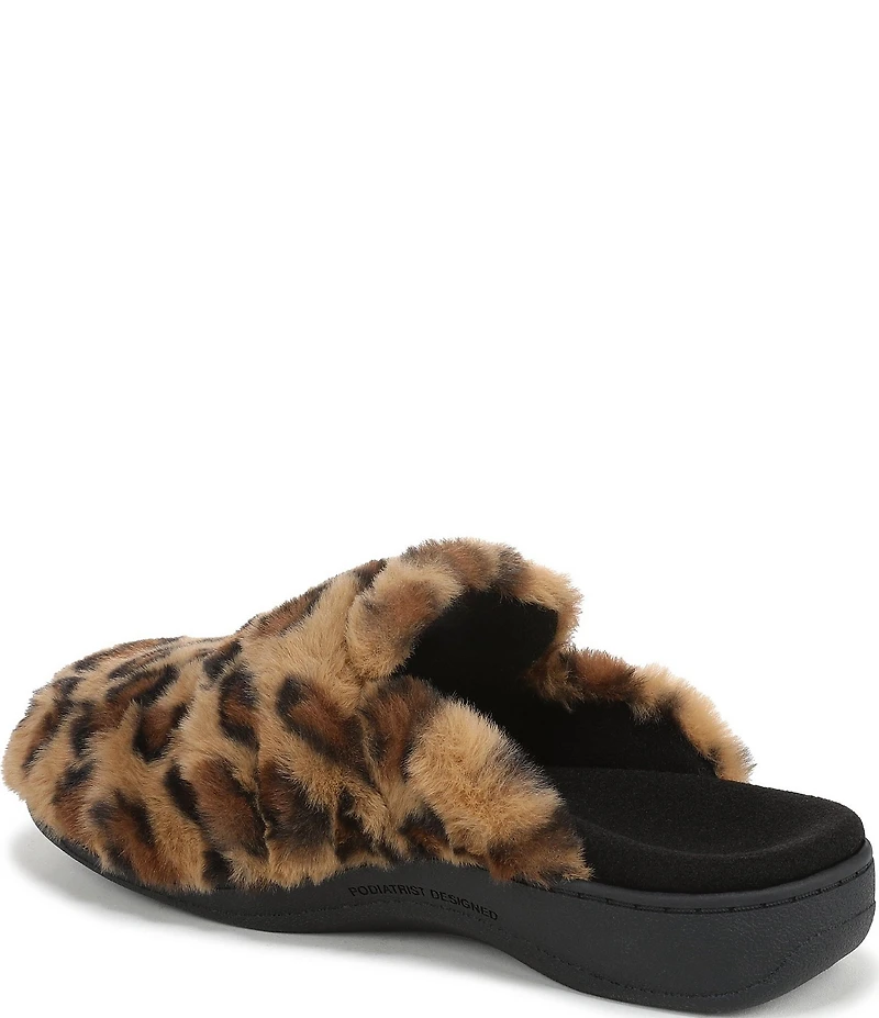 Vionic Gemma Faux Fur Leopard Print Slippers