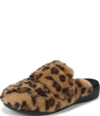 Vionic Gemma Faux Fur Leopard Print Slippers