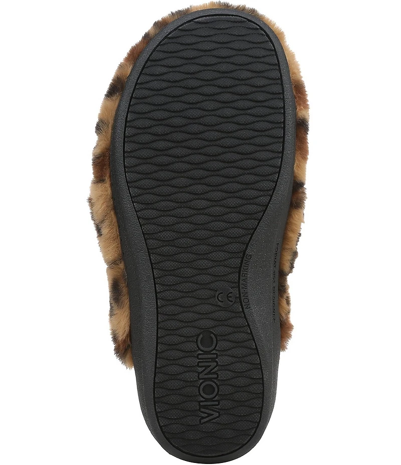 Vionic Gemma Faux Fur Leopard Print Slippers