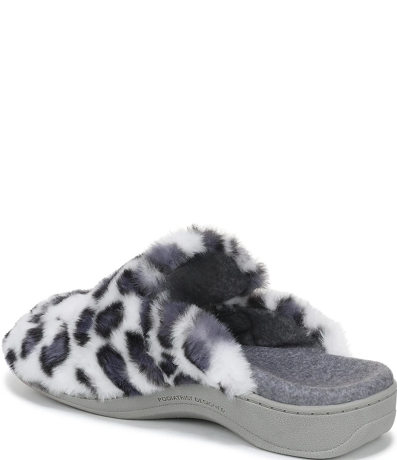 Vionic Gemma Faux Fur Leopard Print Slippers