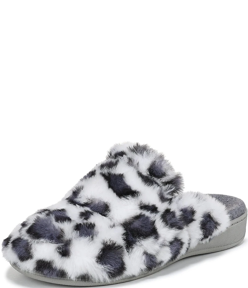 Vionic Gemma Faux Fur Leopard Print Slippers