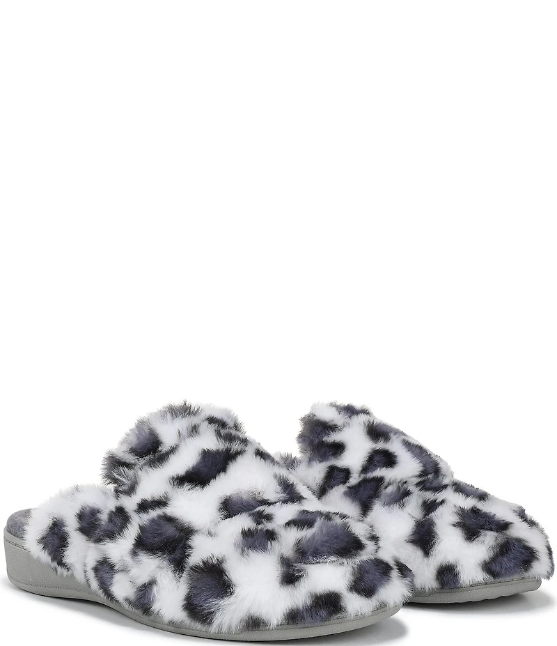 Vionic Gemma Faux Fur Leopard Print Slippers
