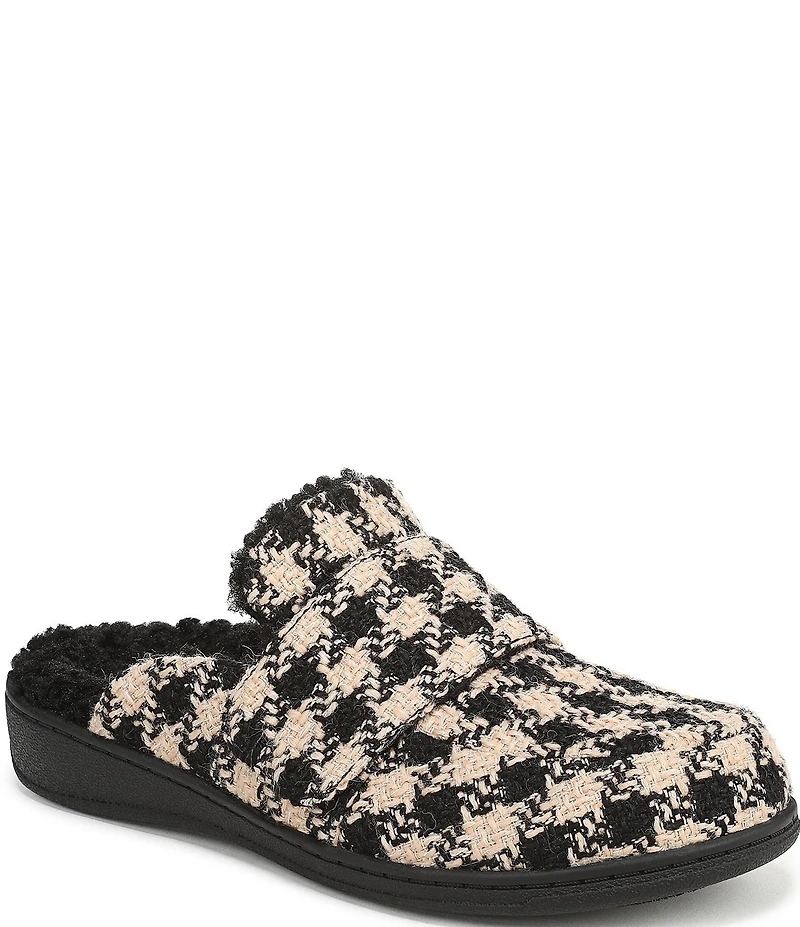 Vionic Gemma Houndstooth Patterned Mule Slippers