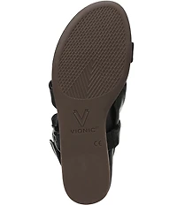 Vionic Geneva Leather Thong Mini Wedge Sandals