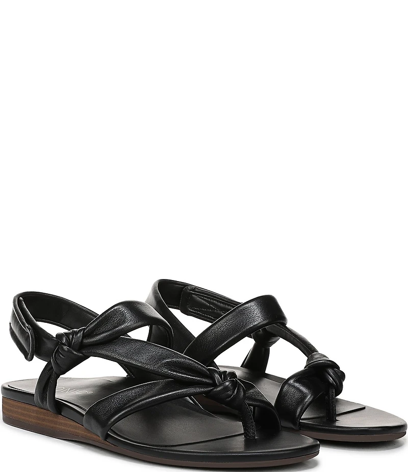 Vionic Geneva Leather Thong Mini Wedge Sandals