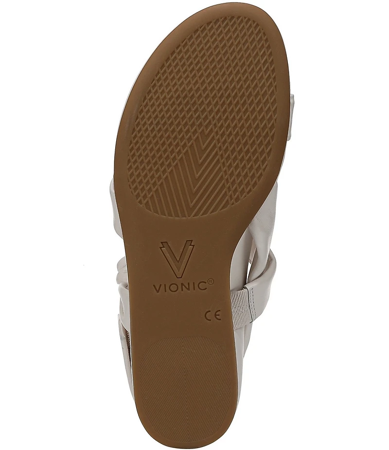 Vionic Geneva Leather Thong Mini Wedge Sandals