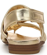 Vionic Geneva Leather Thong Mini Wedge Sandals