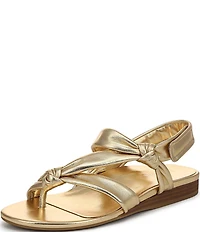 Vionic Geneva Leather Thong Mini Wedge Sandals