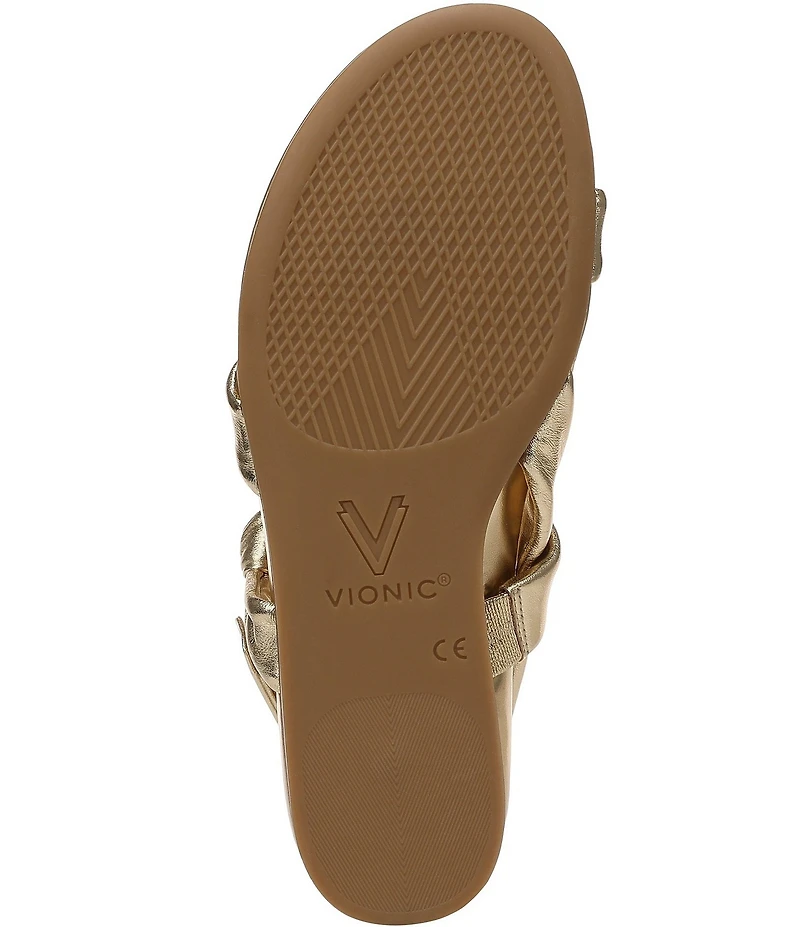 Vionic Geneva Leather Thong Mini Wedge Sandals