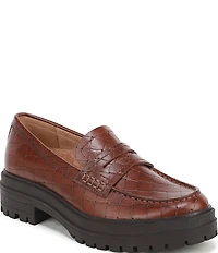 Vionic Georgia Embossed Woven Leather Lug Sole Loafers