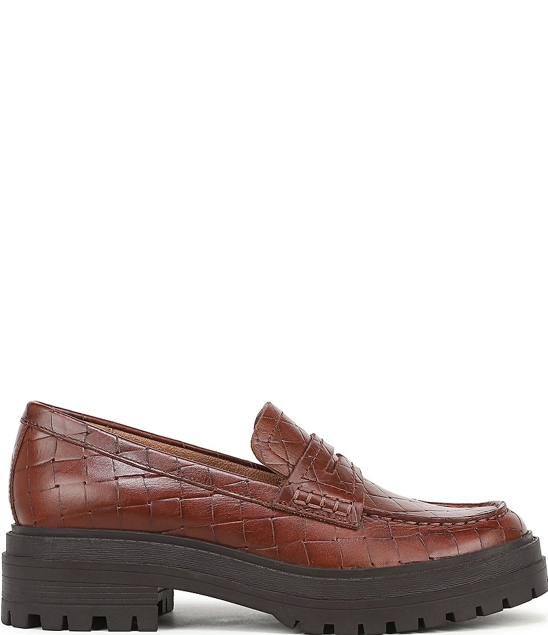Vionic Georgia Embossed Woven Leather Lug Sole Loafers