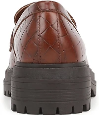 Vionic Georgia Embossed Woven Leather Lug Sole Loafers